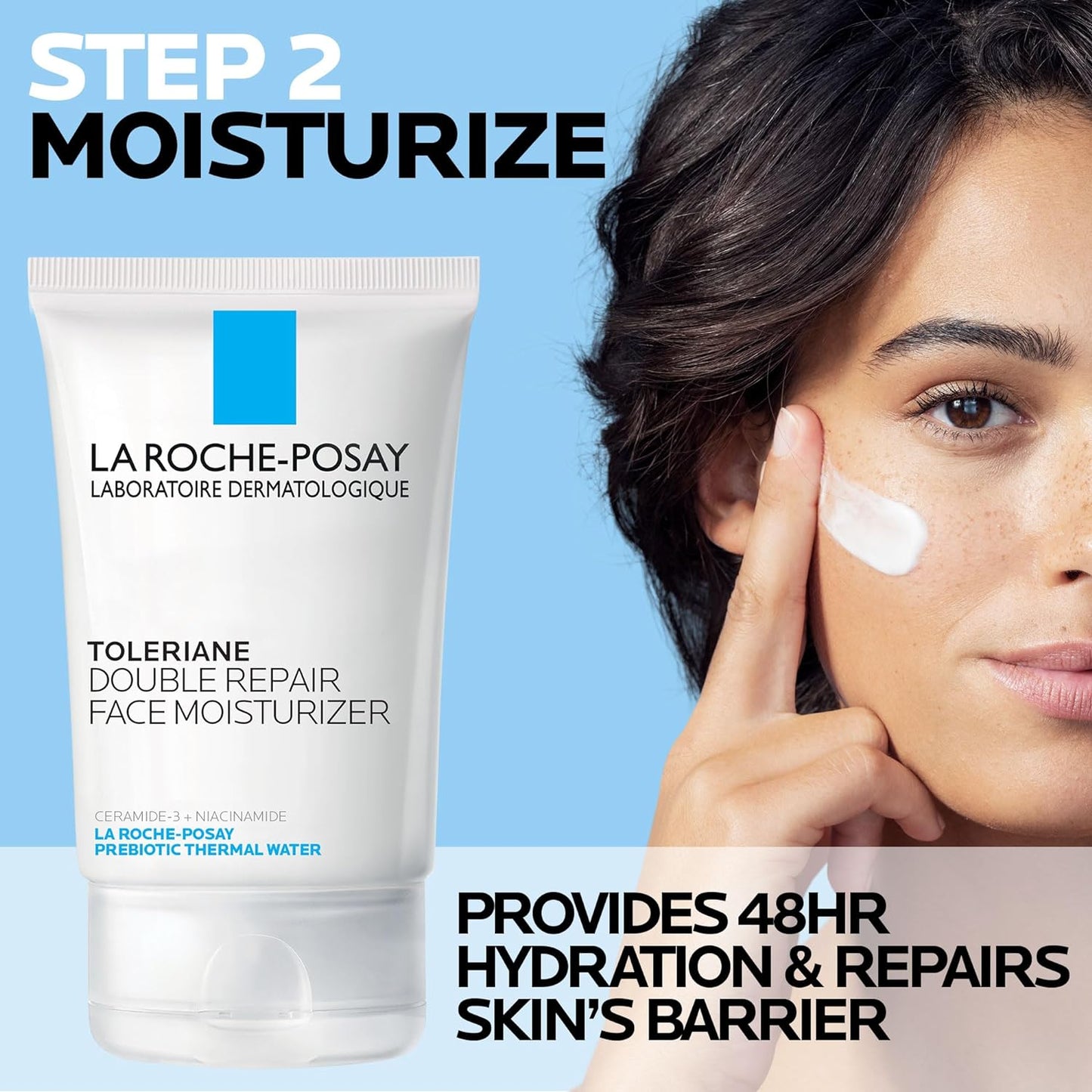 Toleriane Double Repair Face Moisturizer, Daily Moisturizer Face Cream with Ceramide and Niacinamide for All Skin Types, Oil Free, Fragrance Free
