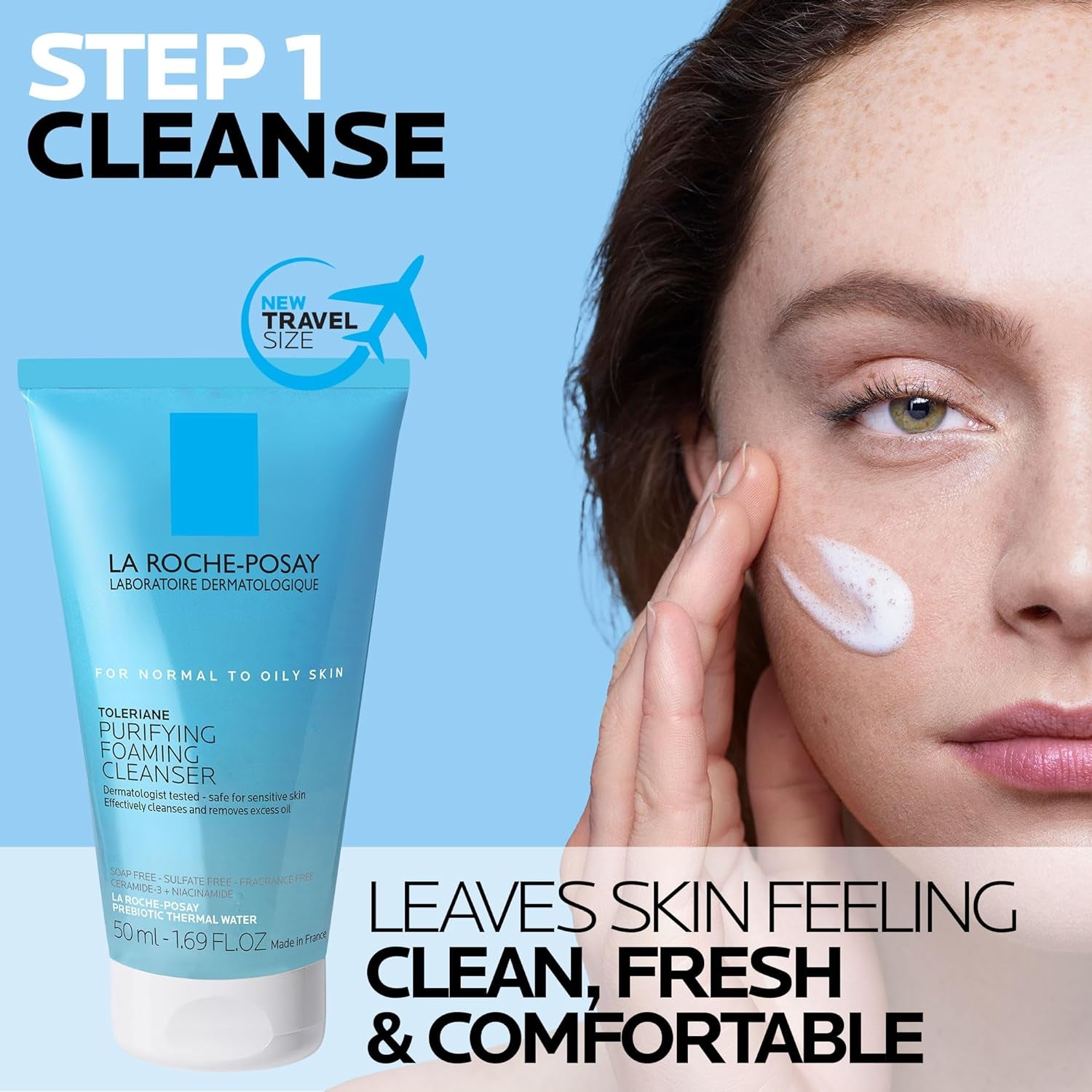 Toleriane Double Repair Face Moisturizer, Daily Moisturizer Face Cream with Ceramide and Niacinamide for All Skin Types, Oil Free, Fragrance Free
