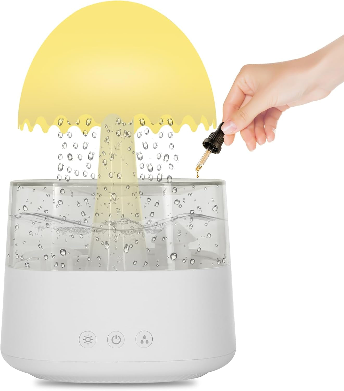 Humidifiers for Bedroom, Gloomie Rain Cloud Humidifier Diffuser, Raining Cloud Night Light with 7 Changing Colors, Baby Humidifiers Umbrella Lights for Sleeping Relaxing Mood,Desk Bedside-White