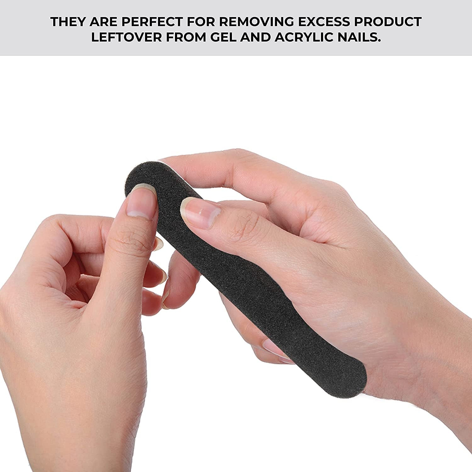 Mini Foam Board, Black, 100/180 Grit, Double-Sided Manicure Nail File, Individually-Wrapped, 3.5” L X .5” W, 50-Count